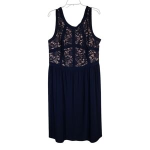 R & M Richards Elegant Navy Lace Sleeveless Dress 18W EUC